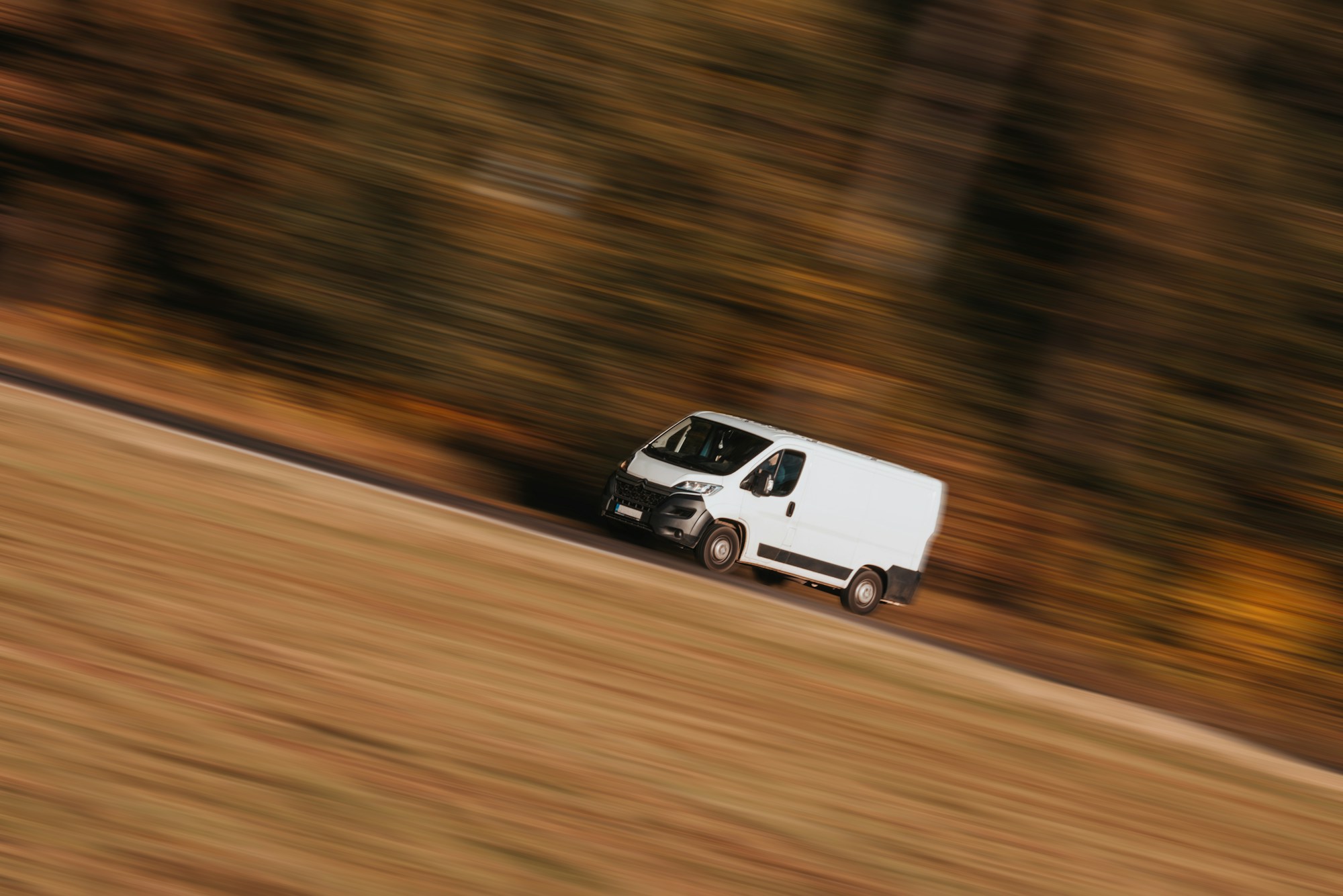 Delivery van on the road